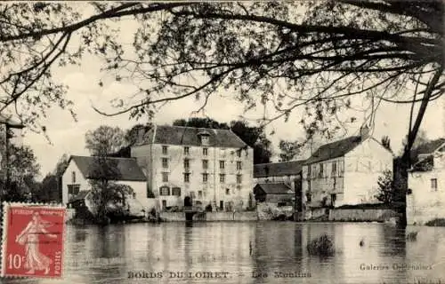 Ak Bords du Loiret, Vorderansicht eines Mühlengebäudes, ruhiger Fluss, Bäume im Vordergrund