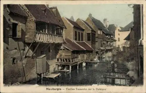 Ak Montargis Loiret, Alte Gerbereien am Fluss Puiseaux,  Architektur, malerische Szene
