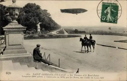 Ak Saint Germain en Laye Yvelines, Terrasse, Rond Point, Luftschiff