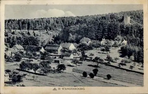 Ak Wangenbourg Wangenburg Elsass Bas Rhin, Landschaft mit Häusern, Bäumen und alten Ruinen, ruhig