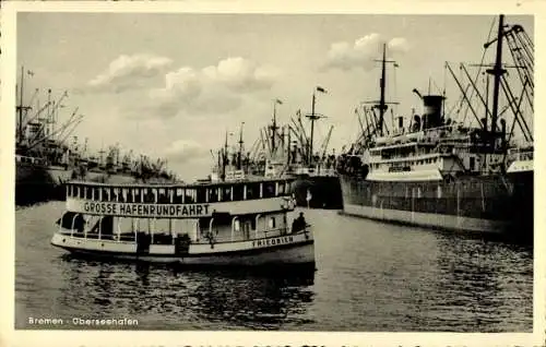 Ak Hansestadt Bremen, Überseehafen, Reederei