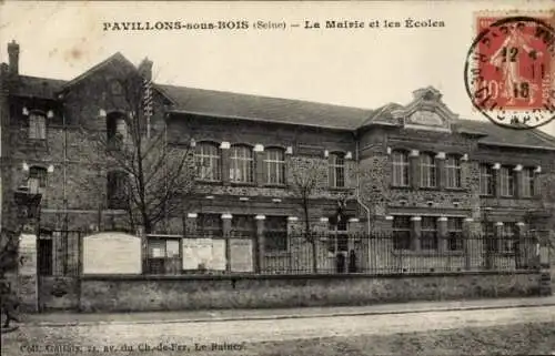 Ak Les Pavillons sous Bois Seine-Saint-Denis, La Mairie, Schulen