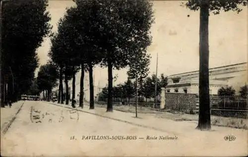 Ak Les Pavillons sous Bois Seine-Saint-Denis, Route Nationale