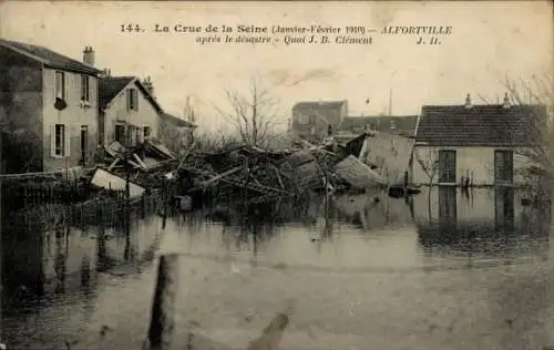 Ak Alfortville Val de Marne, Überschwemmung, Januar-Februar 1910,  Quai J. B. Clément