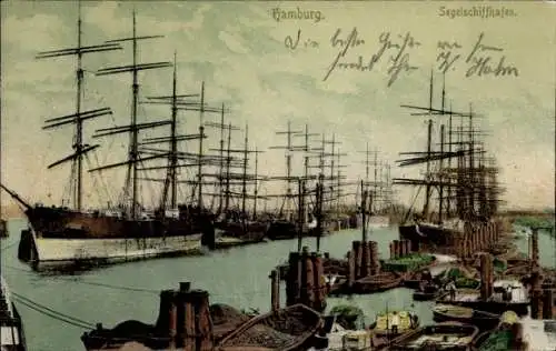 Ak Hamburg Mitte Altstadt, Segelschiffhafen