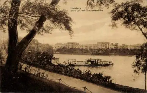 Ak Hamburg, Blick von der Lombardsbrücke