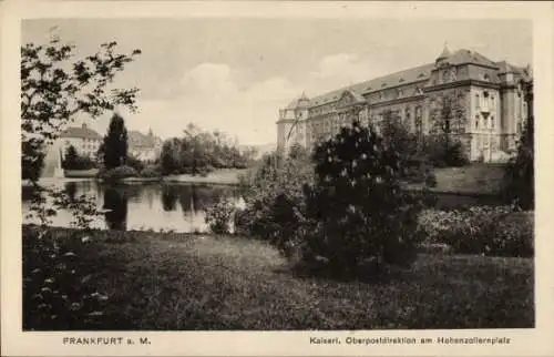 Ak Frankfurt am Main,  von der Oberpostdirektion am Hohenzollernplatz, Park, See