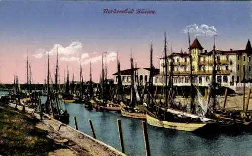 Ak Nordseebad Büsum, Häfen, Segelschiffe, Gebäude, Nordseebad, Wasser