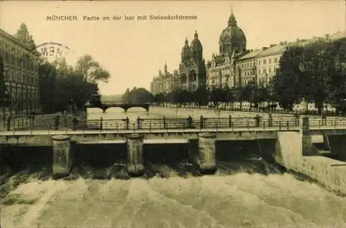 Ak München, Isarpartie, Steinsdorfstraße