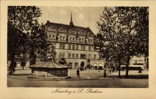 Ak Naumburg an der Saale, Rathaus, Stadtplatz, Brunnen, Bäume, s Gebäude