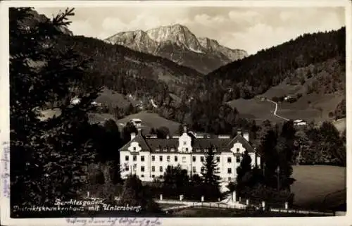 Ak Berchtesgaden Oberbayern, Gotzenalm,  Distriktskrankenhaus, Untersberg im Hintergrund