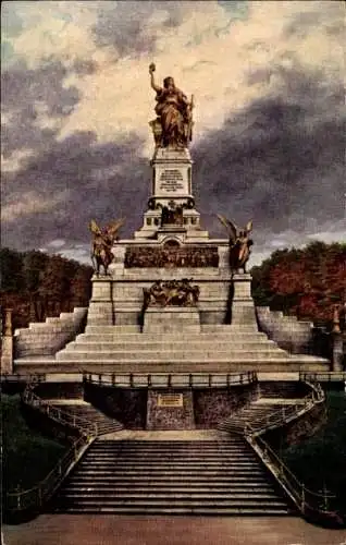 Künstler Ak Rüdesheim am Rhein, Niederwald Nationaldenkmal