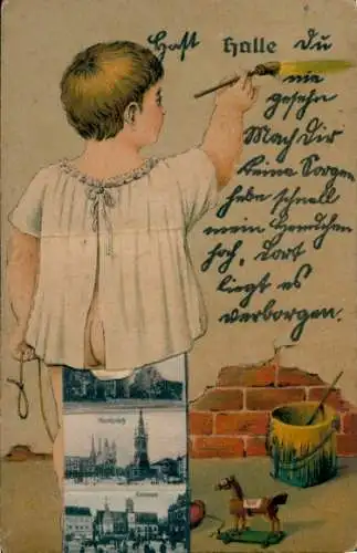 Leporello Ak Halle an der Saale, Marktplatz, Rathaus