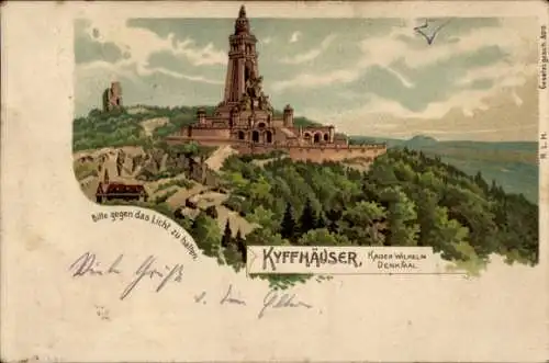 Haltgegendaslicht Litho Kyffhäuserland Thüringen, Kaiser Wilhelm Denkmal