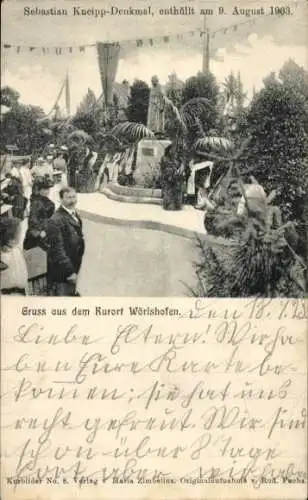 Ak Bad Wörishofen im Unterallgäu, Sebastian Kneipp-Denkmal, Feierlichkeit, 09. August 1903, Grüpp