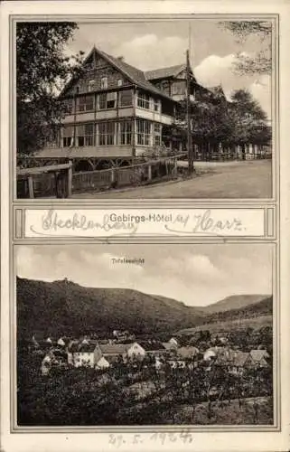 Ak Stecklenberg Thale im Harz, Stecklenburg-Hotel, Gebirgs-Hotel, Ausblick auf Landschaft
