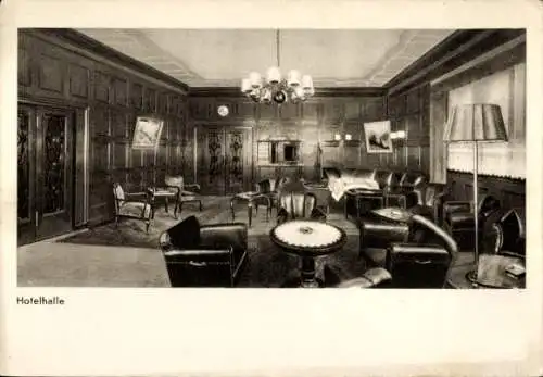 Ak Minden in Westfalen, Hotel König von Preußen, Innenansicht, Hotelhalle