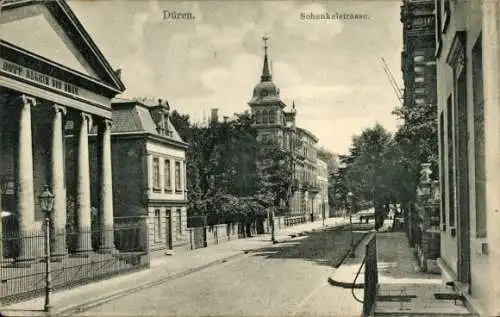 Ak Düren im Rheinland, Schenkelstraße in  Gebäude, Bäume,  Architektur