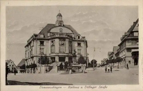 Ak Donaueschingen im Schwarzwald, Rathaus, Dillinger Straße