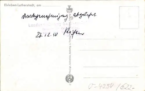 Ak Lutherstadt Eisleben in Sachsen Anhalt, Blick nach dem Markt, Glockenturm