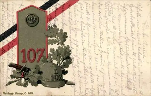 Ak Regiment 107, Schulterklappe, Pickelhaube