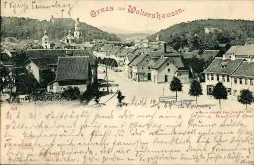 Ak Waltershausen in Thüringen, Ansicht von  Berglandschaft,  Architektur