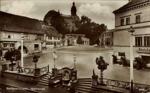 Ak Sondershausen Thüringen, Marktplatz, Ratskeller, Zum goldenen Löwen