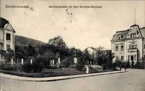 Ak Sondershausen, Güntherstraße, Karl Günther Brunnen