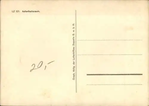 Ak Zeppelin-Luftschiff LZ-127 Graf Zeppelin, Großer Aufenthaltsraum, Innenansicht