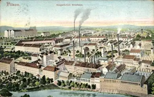 Ak Plzeň Pilsen Stadt, Mestansky pivovar, Blick auf die Brauerei