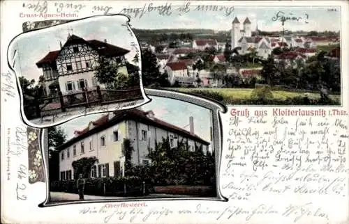 Ak Bad Klosterlausnitz in Thüringen, Gesamtansicht, Oberförsterei, Ernst Agnes Heim