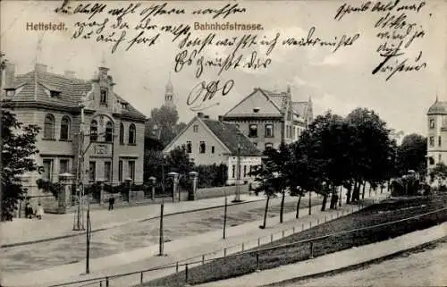 Ak Hettstedt im Südharz,  Bahnhofstraße,  Gebäude, Schriftzüge