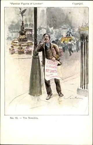 Künstler Ak London City England, The Newsboy, Familiar Figures of London
