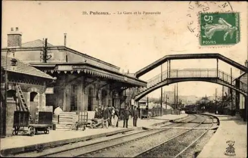 Ak Puteaux Hauts de Seine, Bahnhof, Fußgängerbrücke