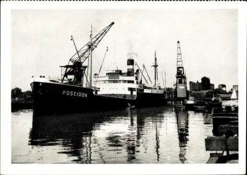 Ak Kaliningrad Königsberg Ostpreußen, Schiff Poseidon, Reederei Poseidon, Kohlenlöschen