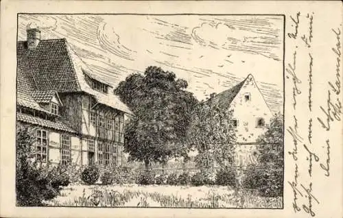 Künstler Ak Langreder Barsinghausen am Deister, Gutshaus, Mühle