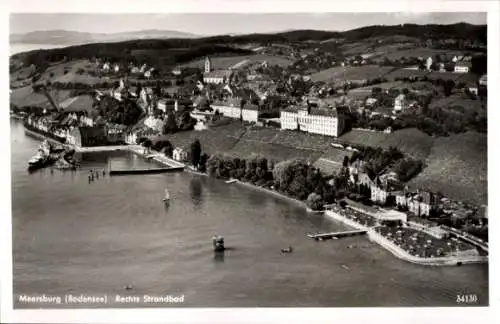 Ak Meersburg im Bodenseekreis, Fliegeraufnahme