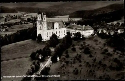 Ak Schönenberg Ellwangen Jagst, Fliegeraufnahme, Wallfahrtskirche