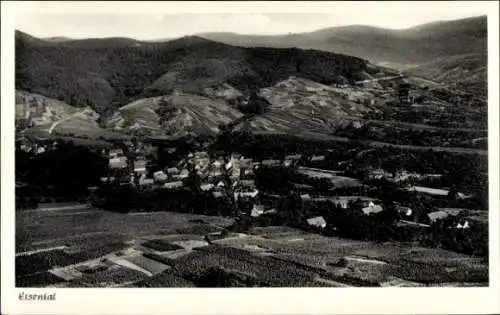 Ak Eisental Bühl in Baden Schwarzwald, Landschaftsaufnahme, Weinberge, kleine Ortschaft, Berge im