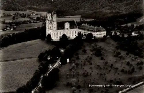 Ak Ellwangen an der Jagst Württemberg, Fliegeraufnahme, Exerzitienhaus Schönenberg