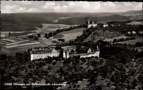 Ak Schönenberg Ellwangen Jagst, Fliegeraufnahme, Schloss Ellwangen, Wallfahrtskirche Schönenberg