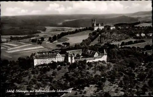 Ak Ellwangen an der Jagst Württemberg, Luftaufnahme von Schloss  Wallfahrtskirche Schönenberg