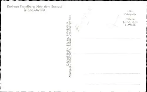 Ak Schorndorf in Württemberg, Fliegeraufnahme, Kurhaus Engelberg über dem Remstal