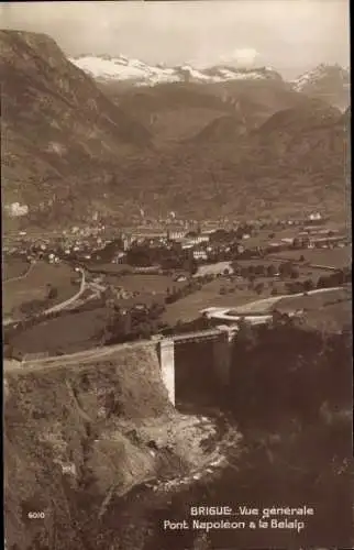 Ak Brigue Brig Glis Kanton Wallis,  allgemeine Ansicht, Pont Napoléon, Belalp, Berge