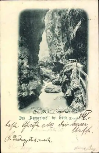 Ak Dornbirn in Vorarlberg, Felsenschlucht, schmaler Weg, Naturaufnahme