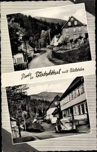 Ak Lautenthal Langelsheim im Oberharz, Parti Bischofsthal, Bielstein, Häuser, Straße, Landschaft
