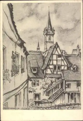 Künstler Ak Reimesch, Obernai Oberehnheim Elsass Bas Rhin, Gesamtansicht