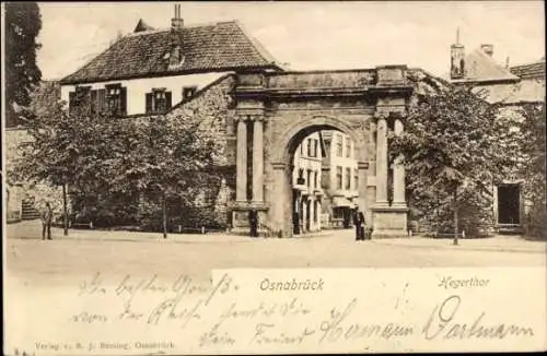 Ak Osnabrück in Niedersachsen, Hegerthor,  Architektur, Stadtansicht, Bäume, Menschen