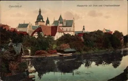 Ak Osnabrück in Niedersachsen,  Hasepartie, Dom, Ursulinenkloster