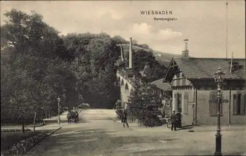 Ak Wiesbaden in Hessen, Nerobergbahn, Landschaft,  Architektur, 